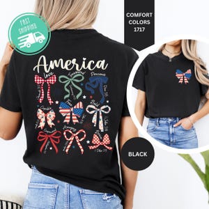 Comfort Colors America Bow Shirt, Patriotic Coquette Bow Tee, 4th Of July Outfit image 4