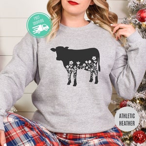 Floral Kuh Sweatshirt, Bauernhof Tier Liebhaber Geschenk, Land Milchviehbetrieb Top Bild 6