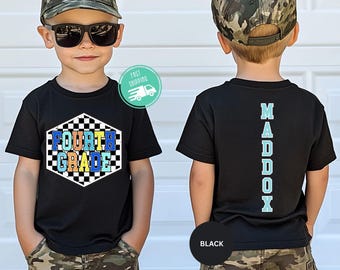 Custom Retro Fourth Grade Shirt, Boys Back to School Shirt, Personalized Kids Name Tee