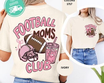 Comfort Colors Football Moms Club Shirt, Game Day T-Shirt, Coquette Sports Mom Tee