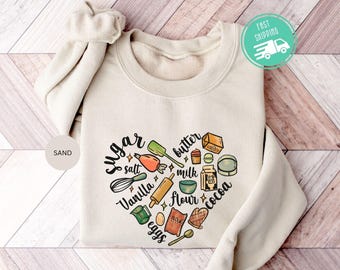 Baking Lover Sweatshirt, Baker Heart Crewneck, Baker Gift
