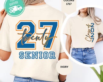 Comfort Colors Senior Class of 2027 Retro T-Shirt: Front & Back High School Senior Tee