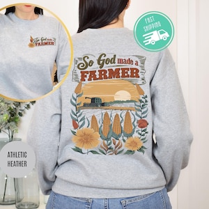 So God Made a Farmer Hoody, Boho Sweatshirt, Flower Sweatshirt, Cowgirl Sweatshirt, Women Farmer Sweater, Vintage Farm Clipart for Hoodie