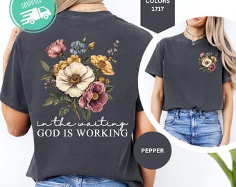 Comfort Colors blommig kristen t-shirt, vintage vildblommande bibelvers-tröja, vildblommande t-shirt för kvinnor