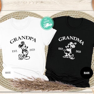 Disney Grandma Shirt, Mickey Minnie Couple Tee, Family Disney Trip Shirt, Disney Grandpa Shirt, Custom Grandparents Est Shirt, Grammy Shirts