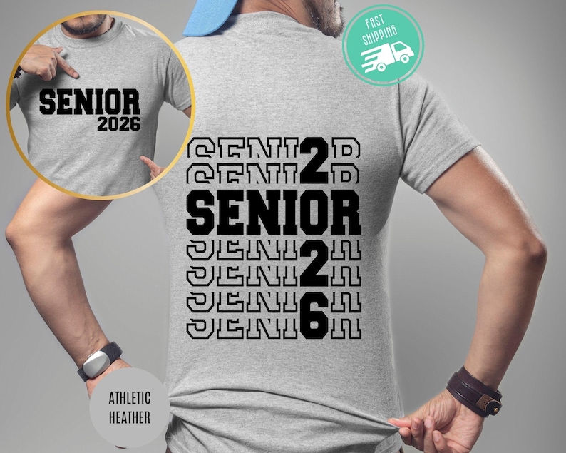 Senior 2026 Graduation Shirt, Two Sided, School Gift image 3