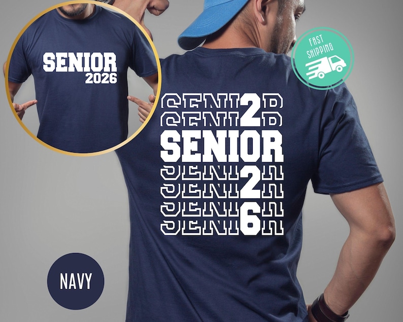 Senior 2026 Graduation Shirt, Two Sided, School Gift image 1