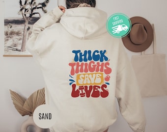 Thick Thighs Save Lives Workout Hoodie, Funny Gym Sweatshirt, Gym Lover Sweat