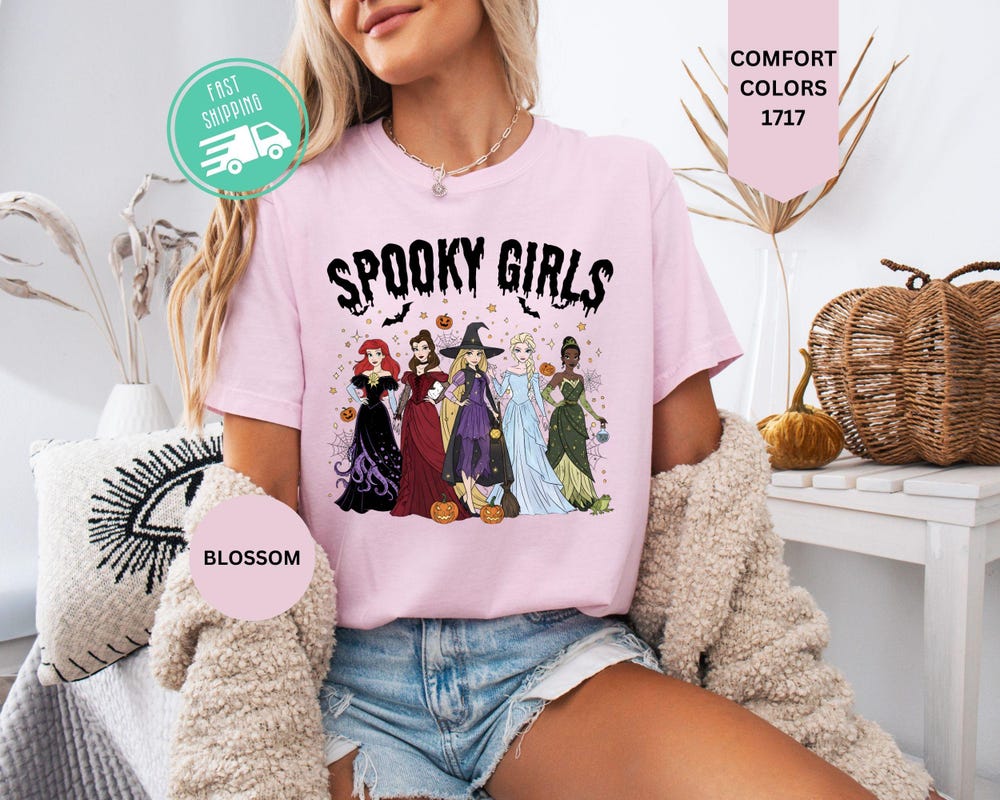 Comfort Disney Princess Halloween Shirt, Disney Halloween, Halloween Witch Shirt, Disney Halloween Shirt, Girly Halloween Bespoketshirt