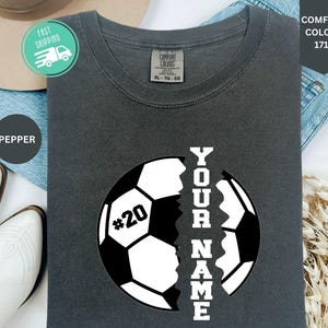 Comfort Colors® Custom Soccer Shirt, Soccer Graphic Tees, Personalized Soccer T-Shirt, Soccer Mom Shirt, Soccer Player Gifts, Sport Shirt