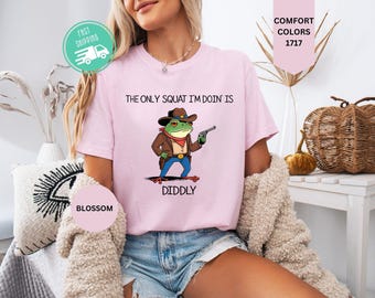 Shirt grappige cowboykikker comfortkleuren, Lazy Gym Humor-T-shirt, cadeau voor mannen ruiters