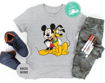 Vintage Disney Mickey & Pluto Toddler T-shirt, Retro Cartoon Tee,  Unique Mickey Gift For Kids
