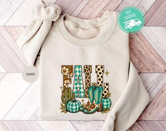 Western Fall Sweatshirt, Autumn Boots Sweater, Country Fall Hoodie