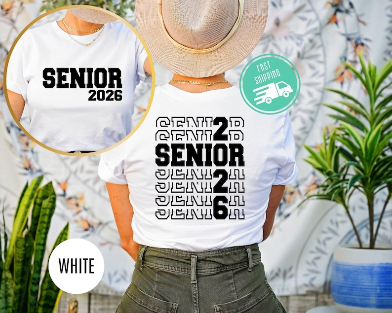 Senior 2026 Graduation Shirt, Two Sided, School Gift image 4