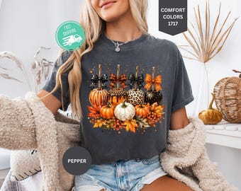 Comfort Colors® Fall Caramel Apples Shirt, Autumn Candy Apple T-Shirt, Coquette Halloween Treat Tee