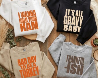 Friendsgiving Group Sweatshirts, Family Thanksgiving Shirts, Funny Thanksgiving Party, Matching Thankful Sweater