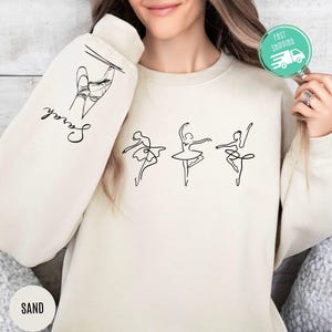 Benutzerdefiniertes Ballerina-Sweatshirt und Kapuzenpullover mit personalisiertem Namensballett-Hoodie für Tänzerin, Tanzlehrer-Geschenk Tanzmutter-Pullover Geschenk für Tänzer