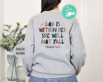 Sudadera cristiana, Dios está dentro de ella, versículo bíblico del Salmo 46:5