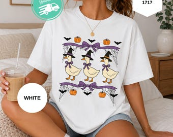 Comfort Colors Spooky Goose Shirt, Halloween Witch T-shirt, Funny Halloween Tee