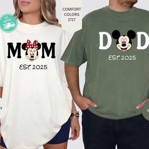 Comfort Colors Custom Disney Family Shirts, Disney Mom and Dad Shirts, Minnie Mom Tee, Mickey Dad Tee, Disney Couple Shirt, New Parents Gift