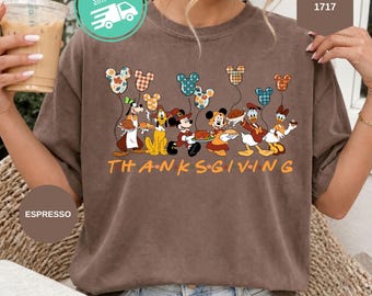 Comfort Colors Mickey and Friends Thanksgiving Shirt, Disneyland Thankful T-shirt, Thanksgiving Family Trip Tee