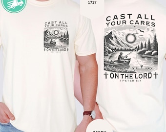 Komfortfarben Christliches Angeln Shirt, Bibel Vers T-Shirt, Angeln T-Shirt für Fischer