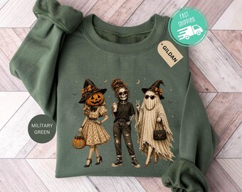 Femist Halloween Sweatshirt, Spooky Girls Sweater, Ghost Women Hoodie, Spooky Pumpkin Crewneck