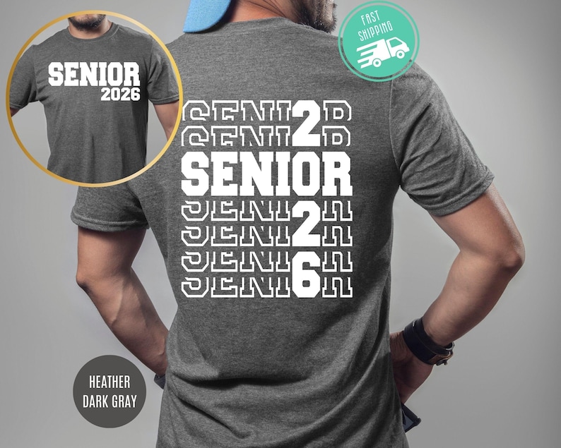 Senior 2026 Graduation Shirt, Two Sided, School Gift image 2