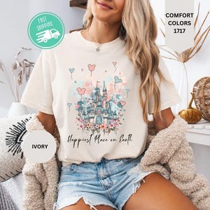 Comfort Colors Happiest Place on Earth Shirt, Magic Kingdom Shirt, Disney Castle Floral, Magical World Shirt, Magical Kingdom, Disney World