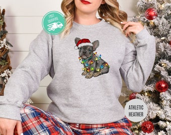 French Bulldog Christmas Sweatshirt, Dog Mom Holiday Sweater, Xmas Gift