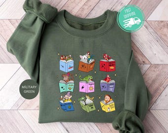 Disney Princess Sidekicks Book Club Sweatshirt, Book Lover Hoodie, Disney Reading Tour Crewneck, Librarian Sweater