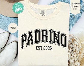 Camiseta Padrino Comfort Colors, regalo para padrino, camiseta con fecha de fundación personalizada