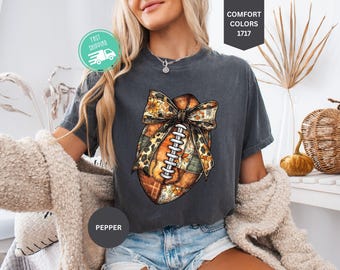 Comfort Colors® Fall Floral Football Shirt, Football Mom T-Shirt, Touchdown Season, Game Day Tee