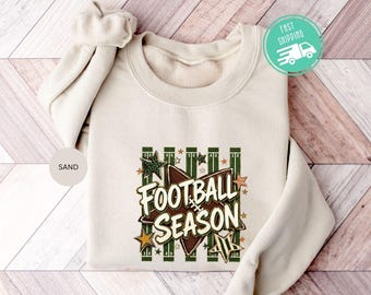 Football Season Sweatshirt, Trendy Stripes Football Mom Hoodie, Game Day Crewneck