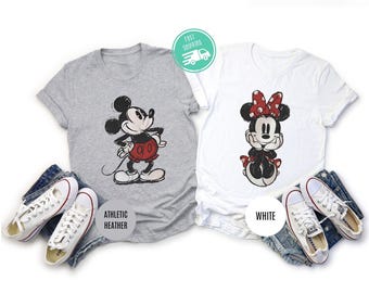 Vintage Mickey Minnie Matching Shirts, Retro Disney Trip, Mickey and Friends Tee