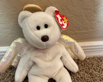 Halo Beanie Baby: extremadamente raro, en perfectas condiciones, ¡con errores de etiqueta! Naríz marrón. ¡Caída de los precios!