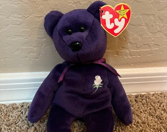 Princesa Diana Beanie Baby- 1997. ¡Raro! ¡Primera edición! ¡Nuevo, nunca ha circulado! Caída de los precios