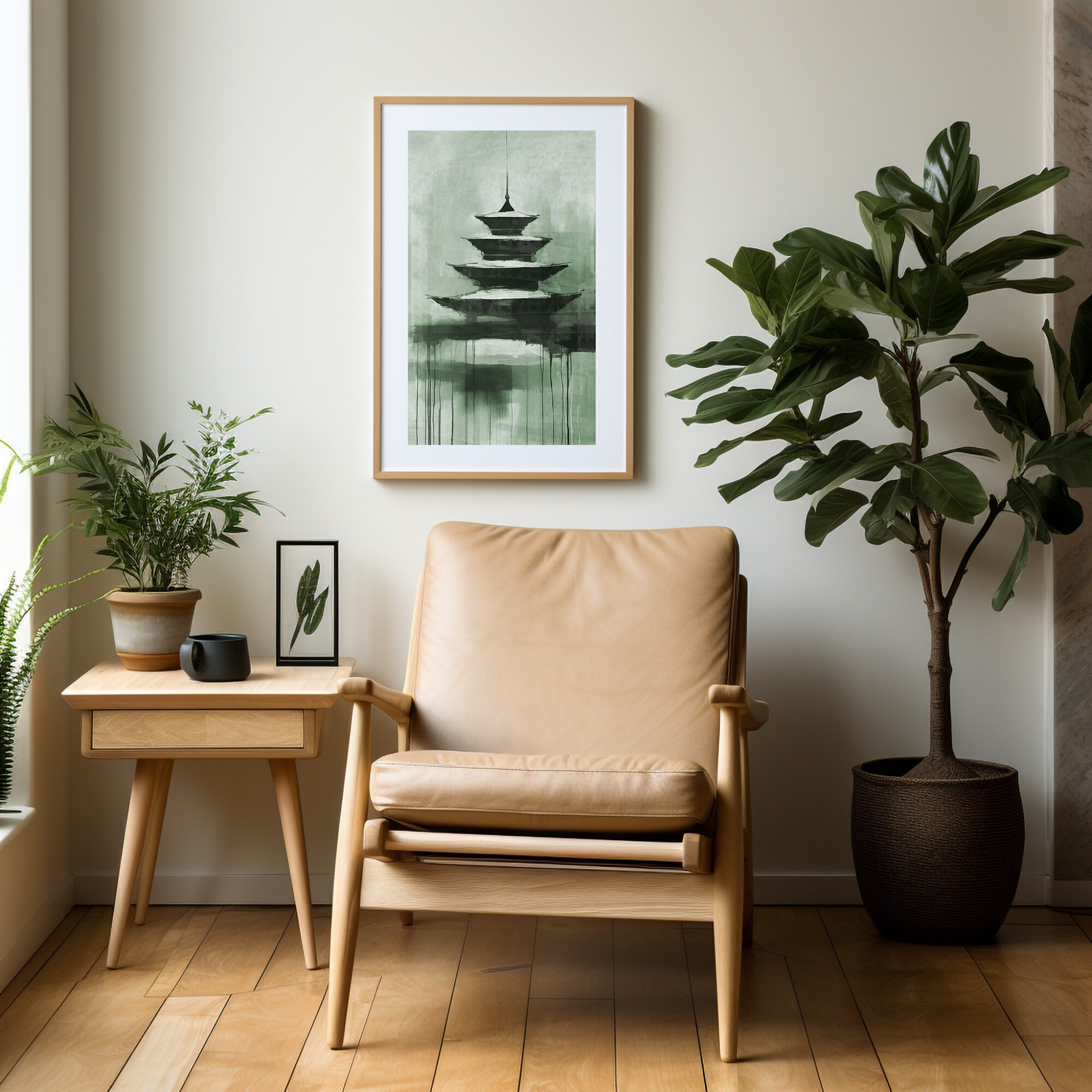 Japandi Print Temple Art Living Room Wabi Sabi Entryway Wall - Etsy