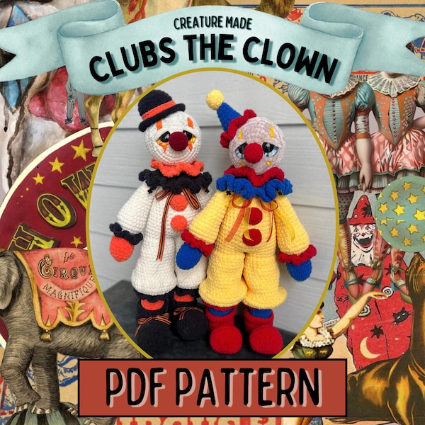 Clubs the Clown - Crochet Amigurumi/Plushy *PATTERN*