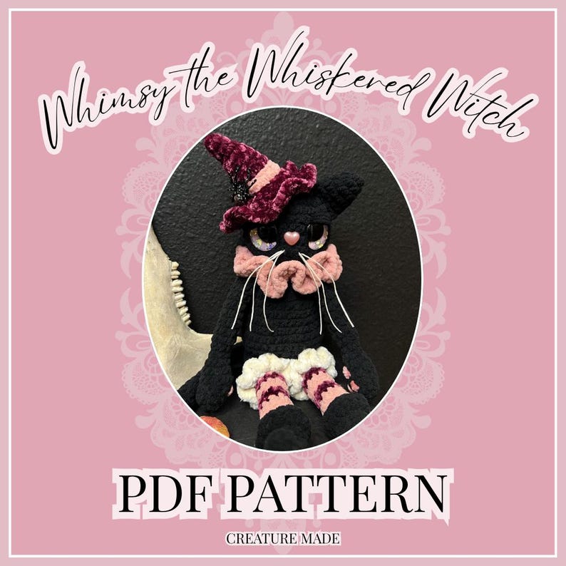 Whimsy the Whiskered Witch - Crochet Amigurumi/Plushy *PATTERN* image 1