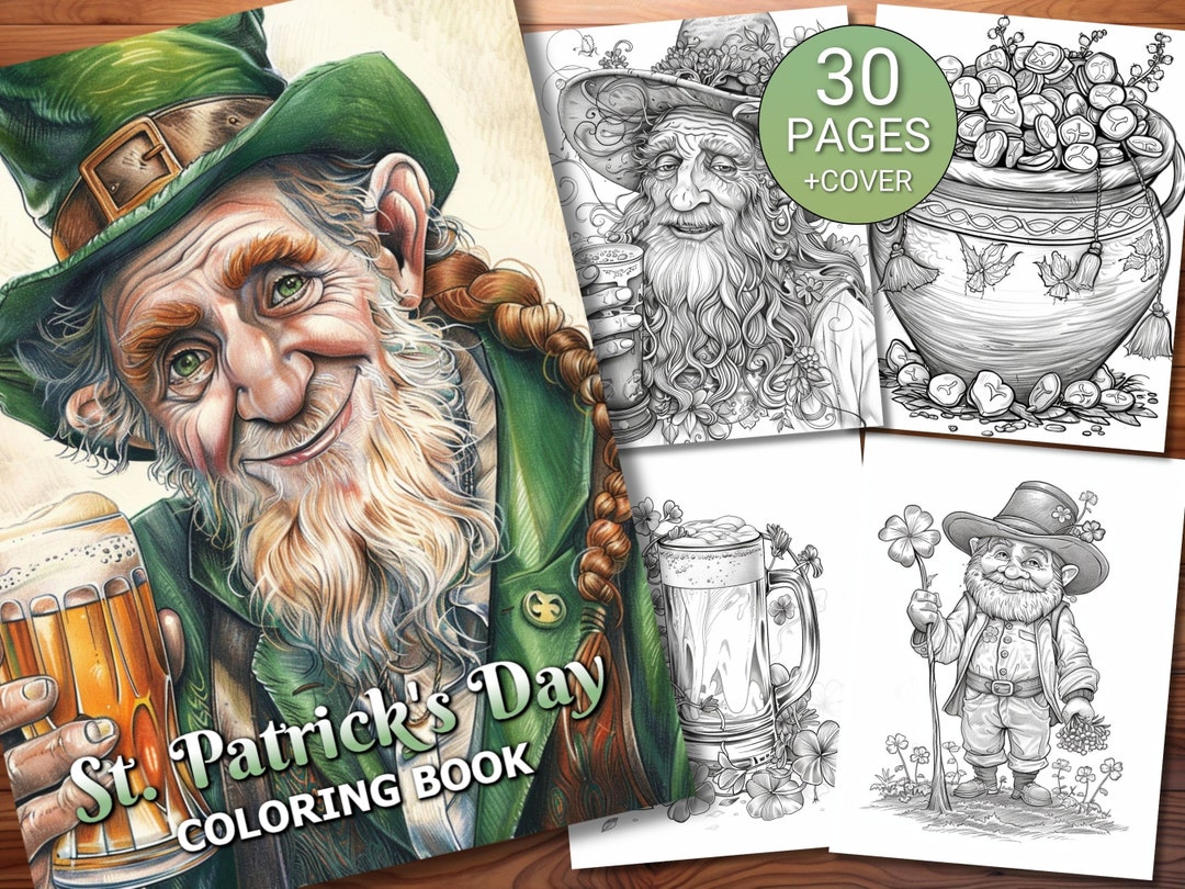 30 St. Patrick's Day Coloring Page Book - Adults + Kids - Instant ...