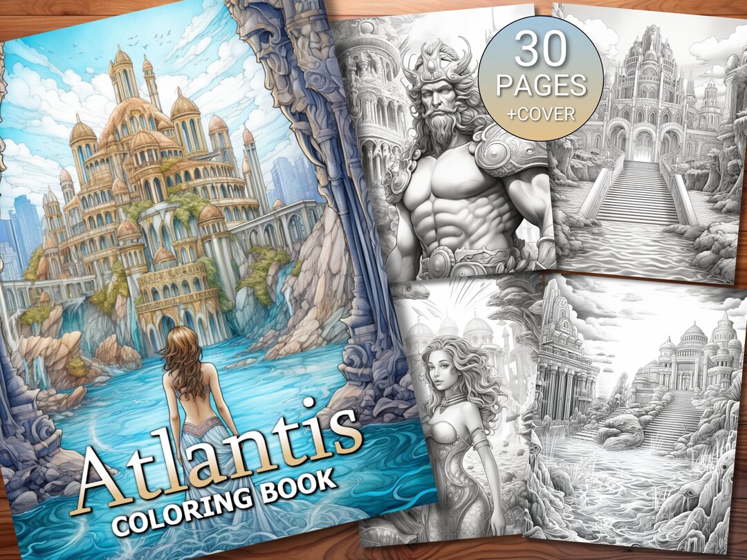 30 Atlantis Coloring Page Book - Adults + Kids - Instant Download ...