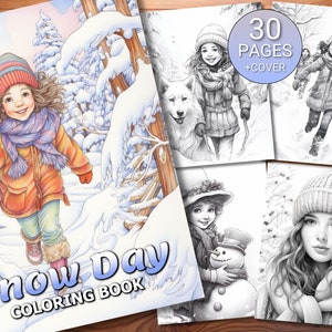 Snow Day Color Worksheet.pdf 30 Snow Day Coloring Page Book - Adults + Kids - Instant Download ...