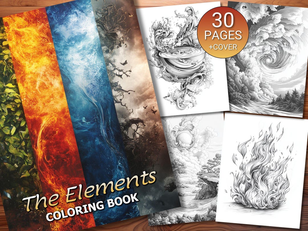 30 the Elements Coloring Page Book - Adults + Kids - Instant Download ...