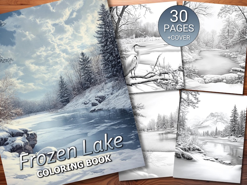 30 Frozen Lake Coloring Page Book - Adults + Kids - Instant Download ...