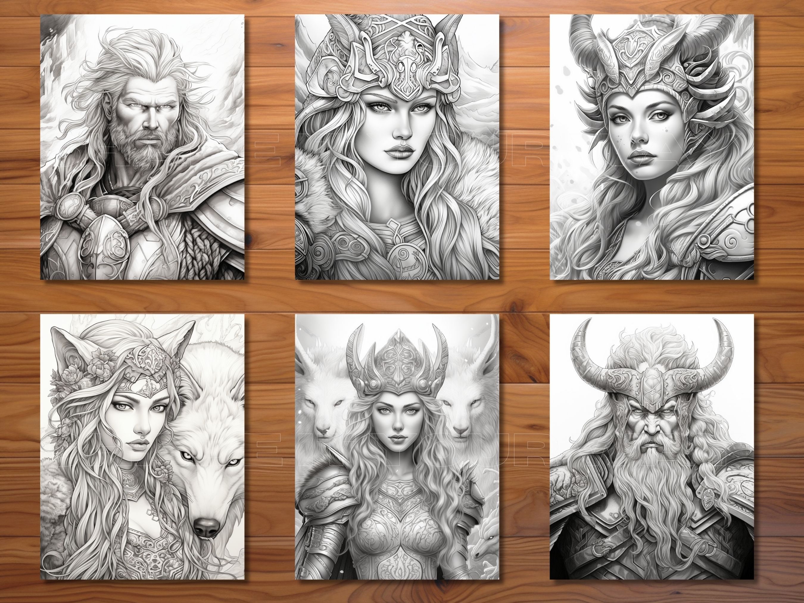 30 Norse Mythology Coloring Page Book - Adults + Kids - Instant ...
