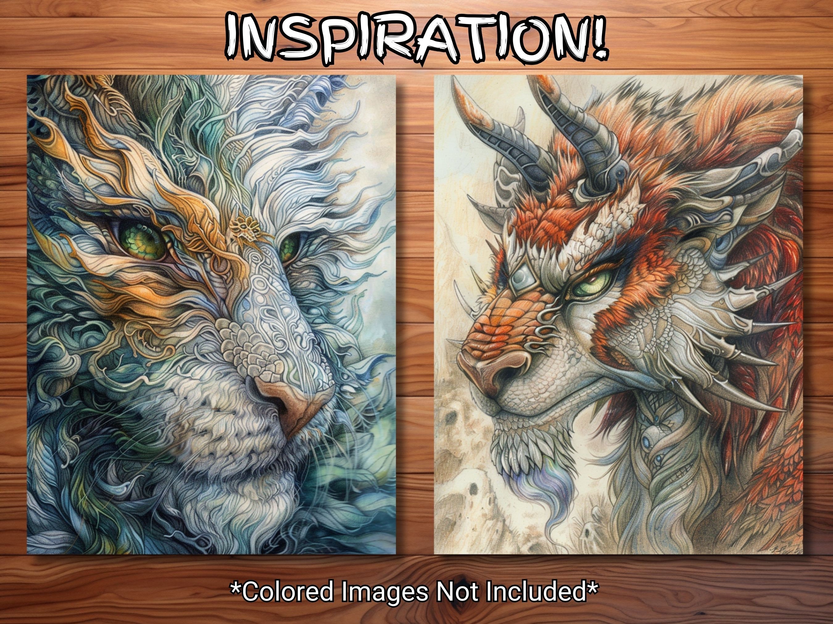 30 Fantasy Beasts Coloring Page Book - Adults + Kids - Instant Download ...