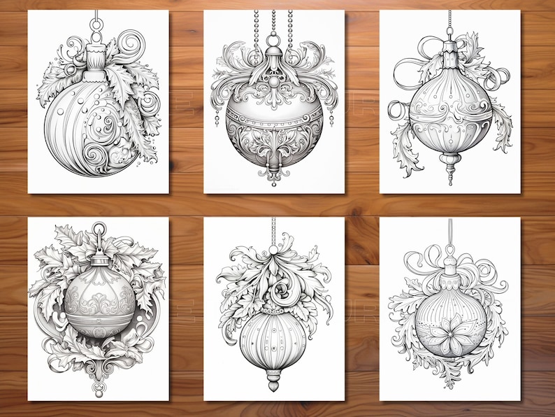 30 Ornate Ornaments Coloring Page Book Adults Kids Instant Download ...