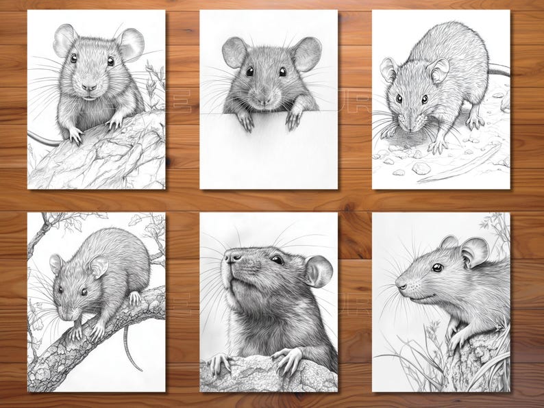 30 Rats Coloring Page Book - Adults + Kids - Instant Download ...