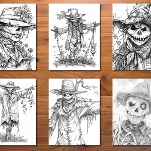 30 Scarecrow Coloring Page Book - Adults + Kids - Instant Download ...